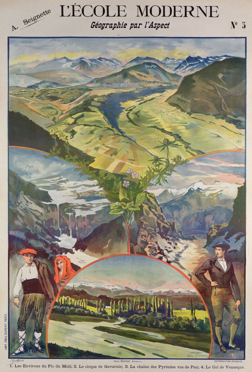 Pireneler posteri (renkli lito) by Alexandre Lunois