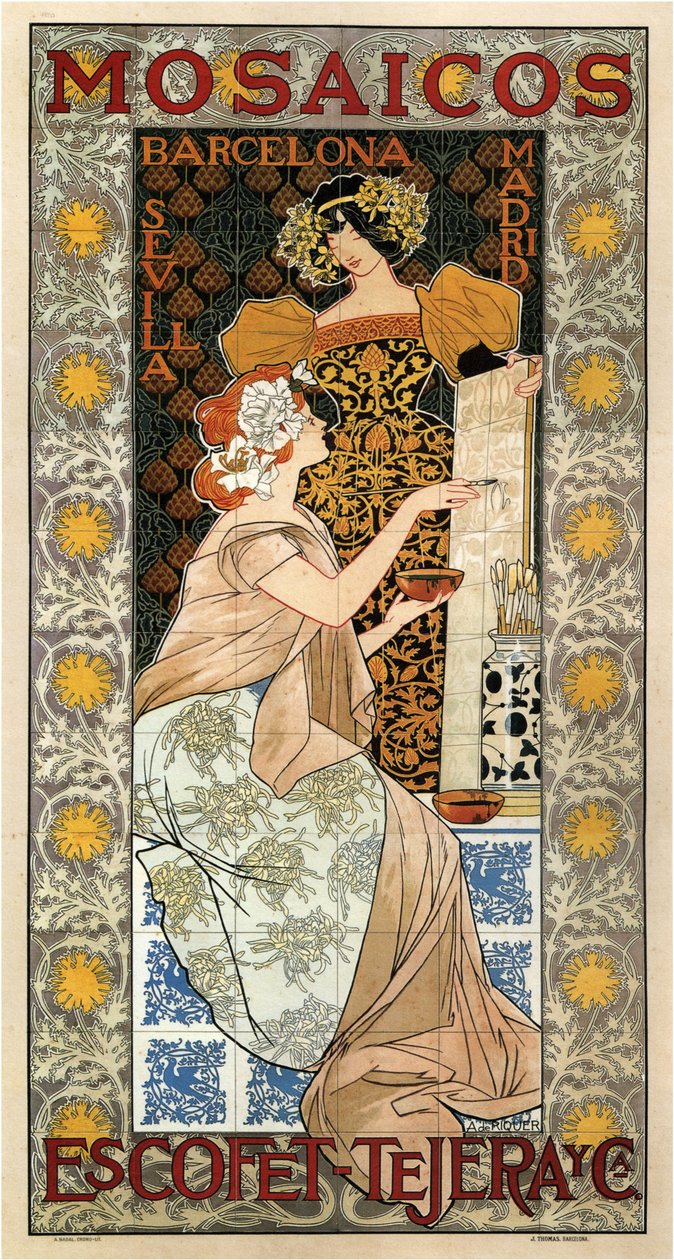 Mozaikler Escofet-Tejera Reklam Afişi, 1900 by Alexandre de Riquer