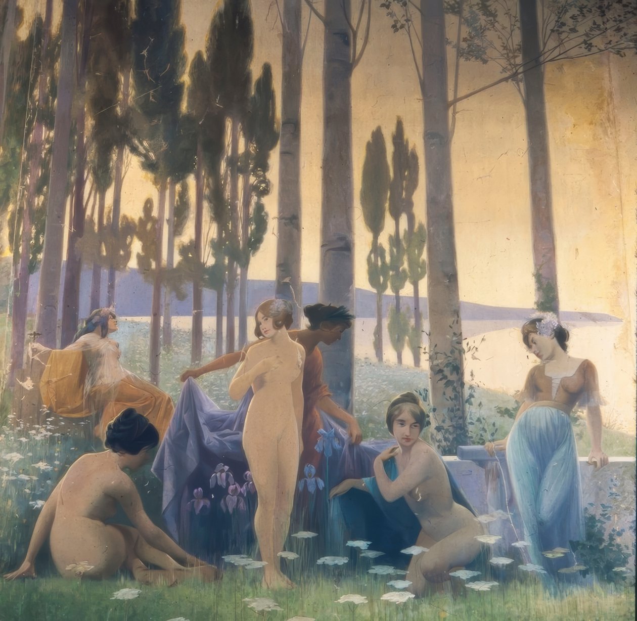 Tarım, sanayi ve ihracat alegorisini temsil eden duvar resmi by Alexandre de Riquer