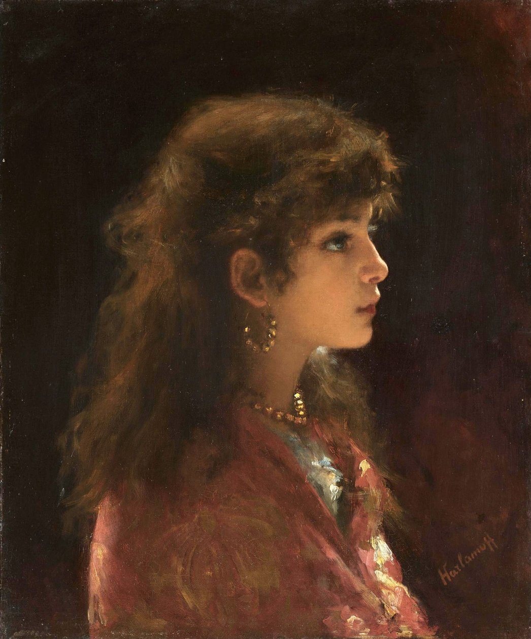  Young Girl In Profilen by Alexei Harlamov