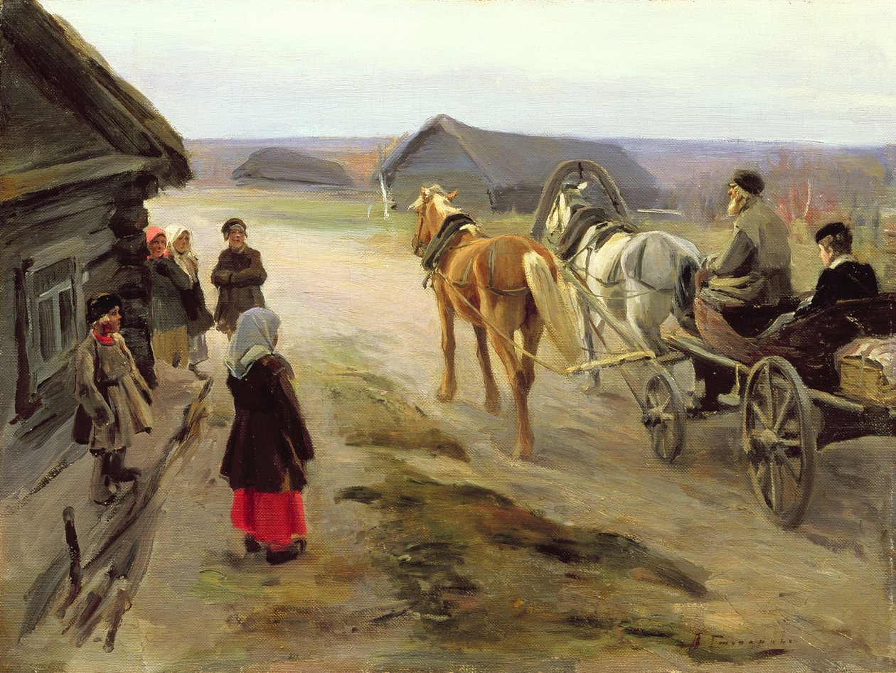Bir Okul Hanımının Ülkeye Gelişi, c.1908-14 by Alexei Steipanovitch Stepanov