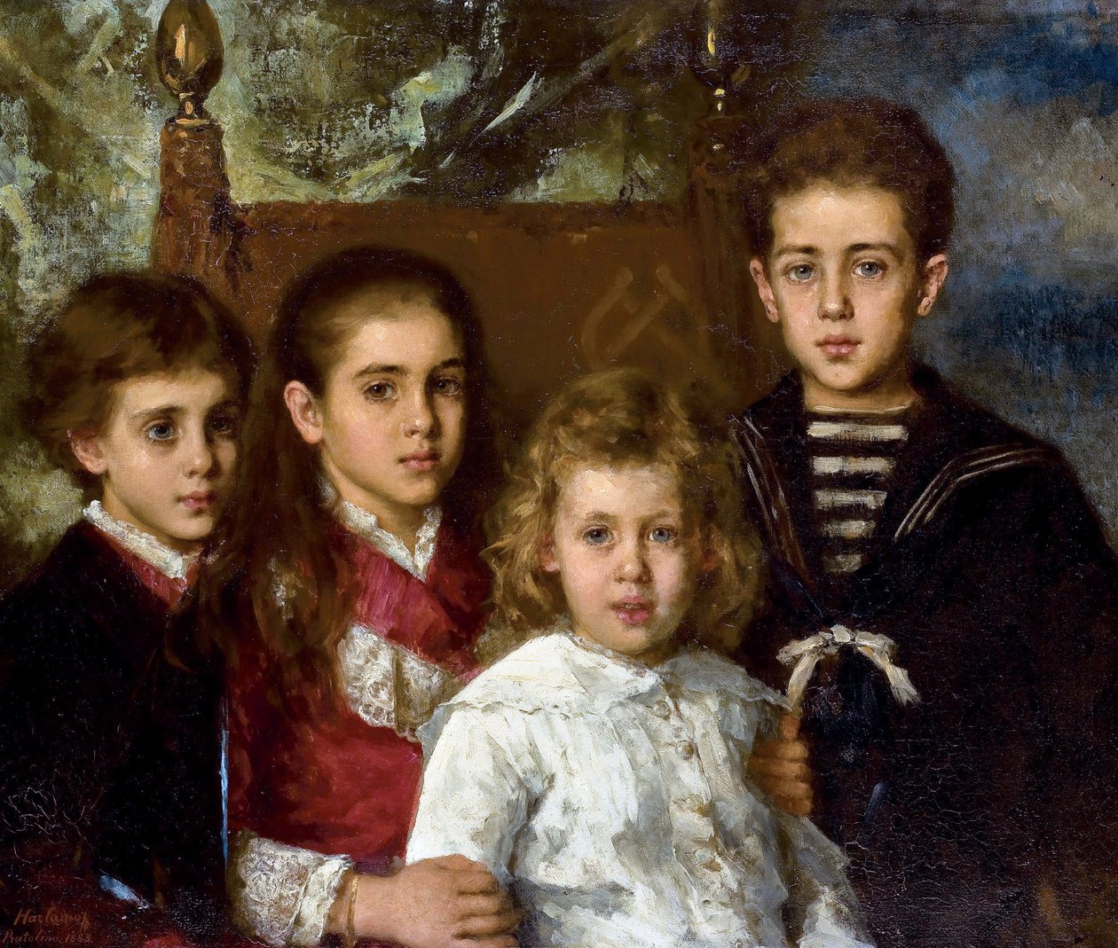 Paul Pavlovich Demidoff, 2. San Donato Prensi (1839-1885), Aurore Anatol, Maria ve Pavel'in çocuklarının portresi - Peinture de Alexei Alexeyevich Harlamov (1840-1922) - 1883 - Tuval üzerine yağlıboya - 76,5x90 - Özel Koleksiyon by Alexei Alexevich Harlamoff