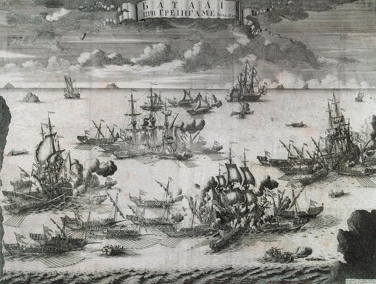27 Temmuz 1720, 1721 Grengam Savaşı. by Alexei Fyodorovich Zubov