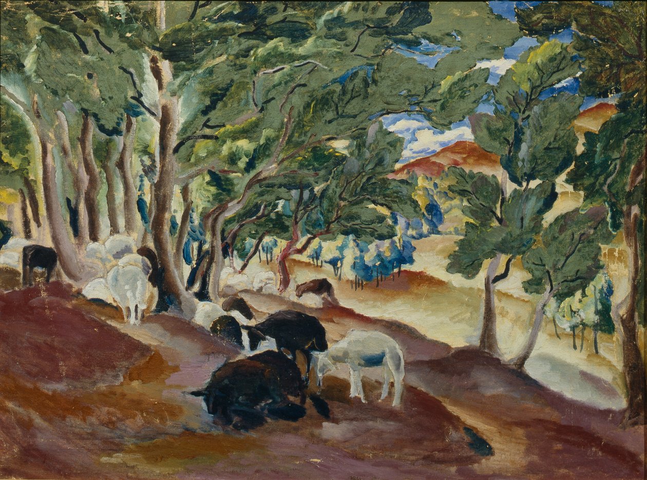 Korolkovskiye Yazlık. Ormanın Kıyısındaki Koyunlar, 1918 by Alexei Ilyich Kravchenko