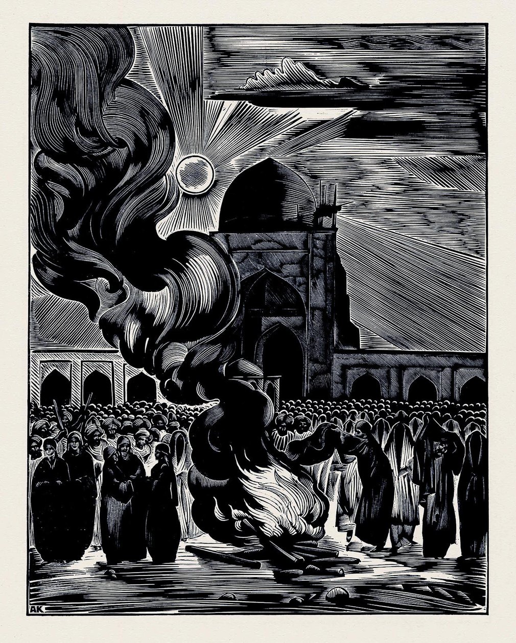 Müslüman Kadınların Kurtuluşu. Peçeyi Yakmak, 1928 by Alexei Ilyich Kravchenko