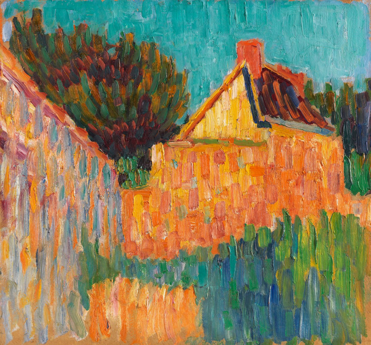 Çalıların önündeki küçük ev Fransız manzarası, 1906. by Alexei Javlensky von