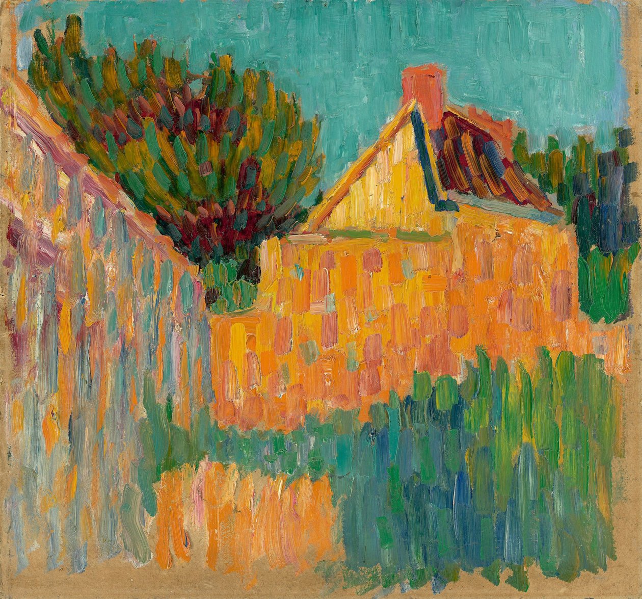 Çalıların önündeki küçük ev, c. 1907. by Alexei Javlensky von