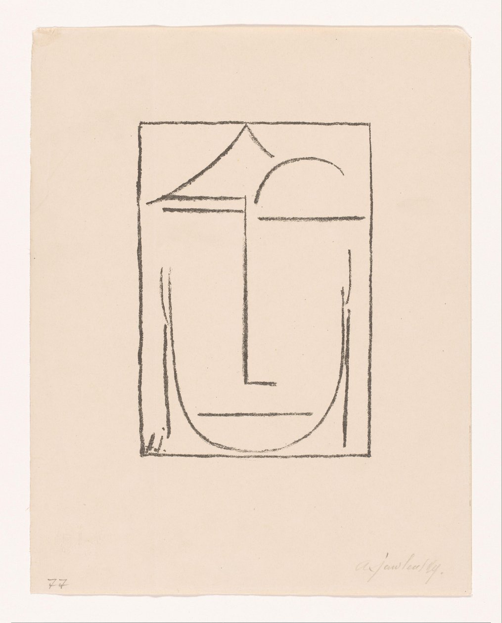 Başlıksız (Kopf) (Baş) Stilize yüz Kopf I (orijinal başlık) by Alexei Jawlensky (signed by artist)