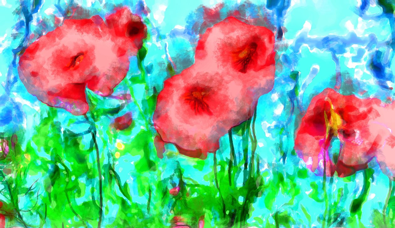 Gelincikler ve bulutlar,2020,(karışık teknik) by Alexei Makhov