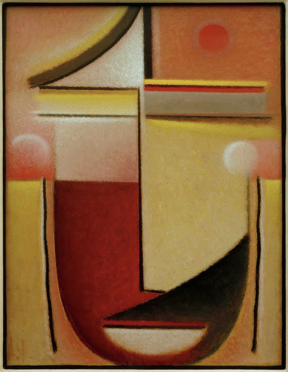 Soyut kafa: kırmızı-beyaz-altın by Alexej von Jawlensky