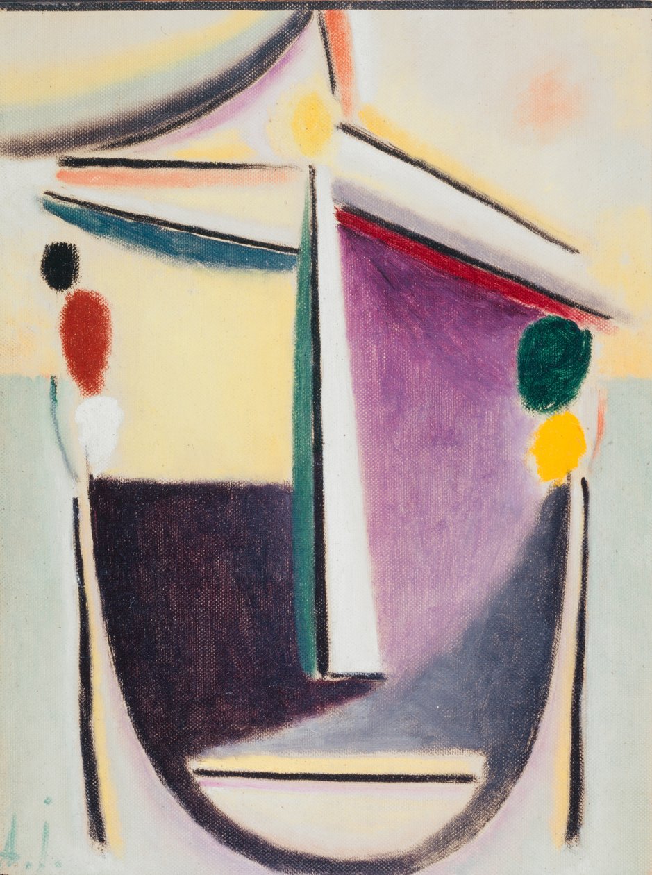 Soyut Kafa: Siyah-Sarı-Mor, c.1922 (karton üzerine yağlı boya) by Alexej von Jawlensky