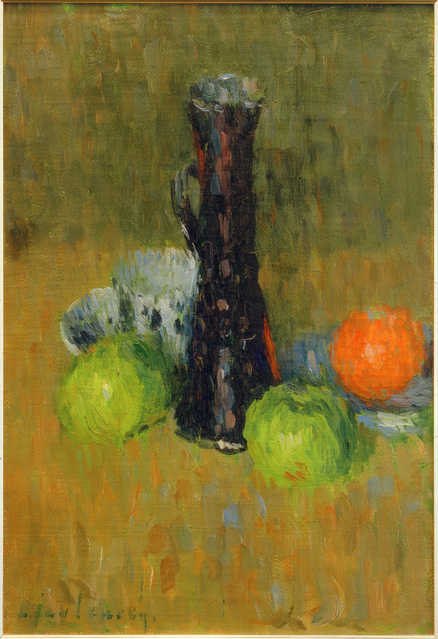 Yeşil elma ile mavi sürahi by Alexej von Jawlensky