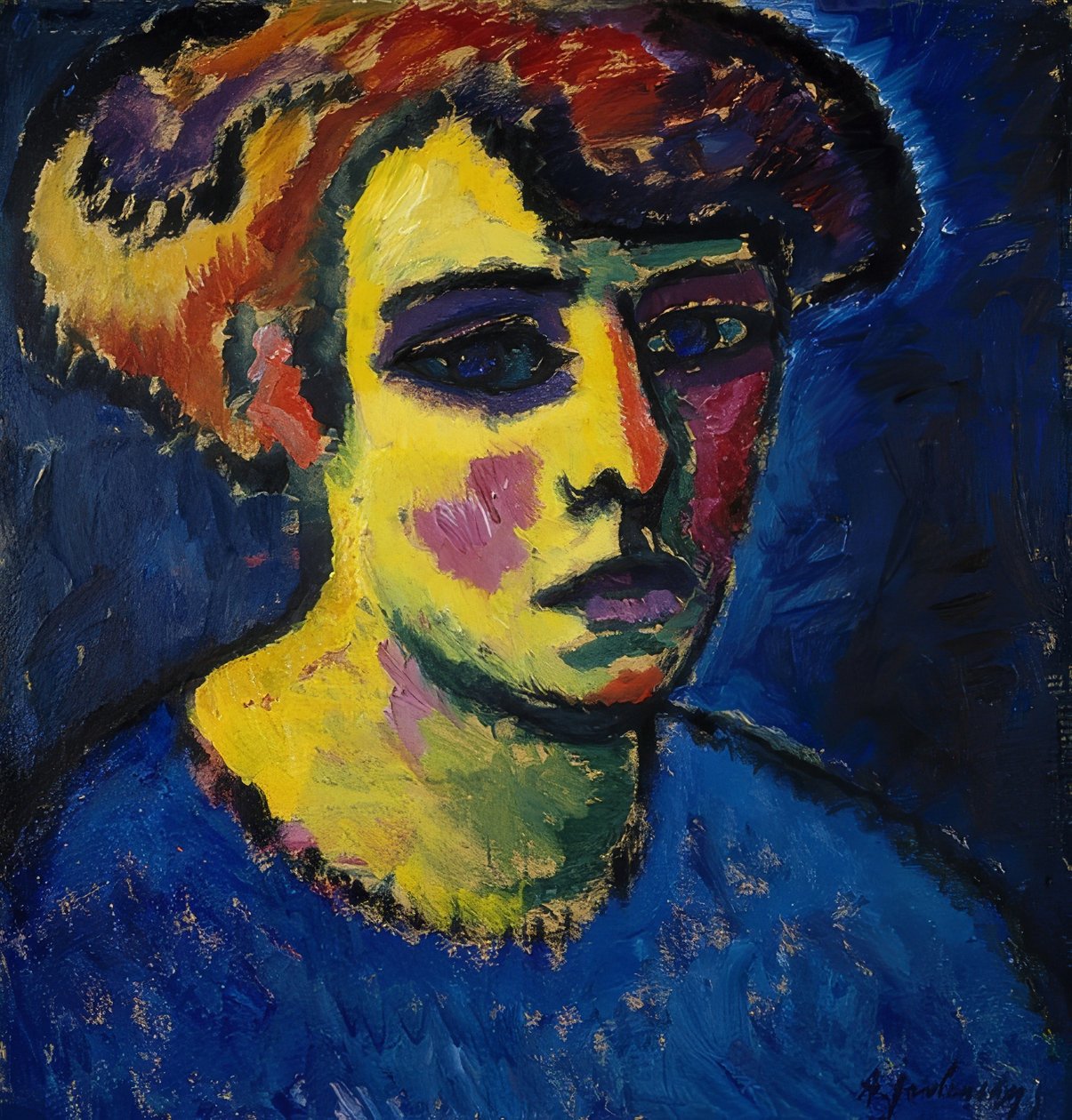 Kadın kafa. 1911 civarında by Alexej von Jawlensky