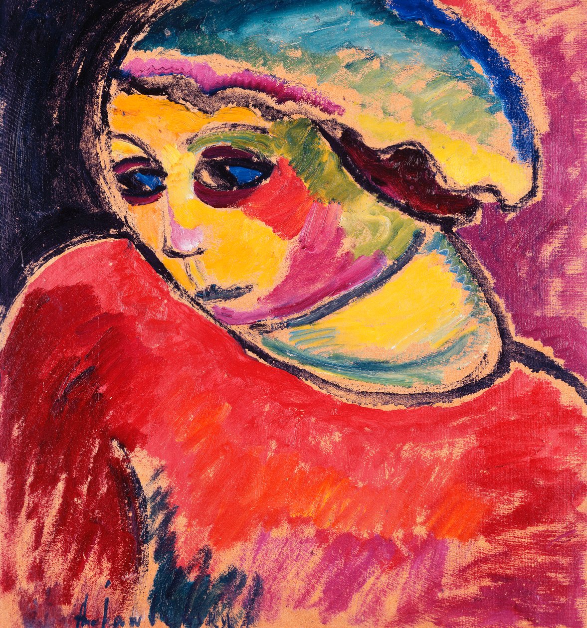 Yeşil Bonnet; Grune Haube, 1911 by Alexej von Jawlensky