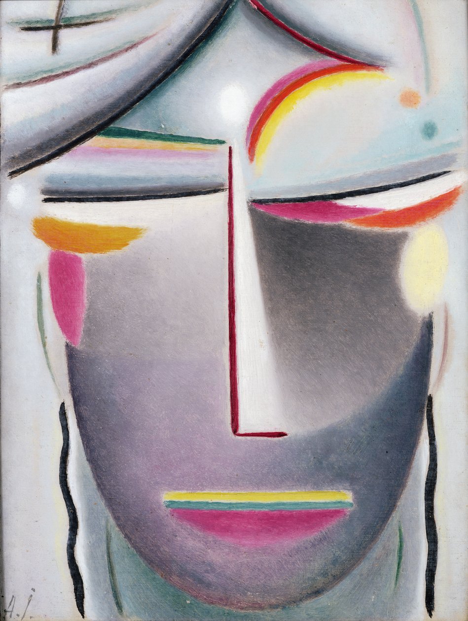 Kafa (Kara Buda), c.1927 (gemiye serilmiş tuval üzerine yağlı boya) by Alexej von Jawlensky