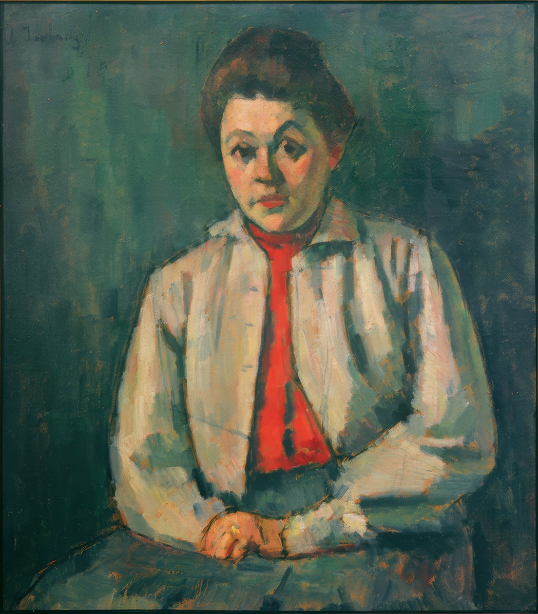 Helene kırmızı yelek ile by Alexej von Jawlensky