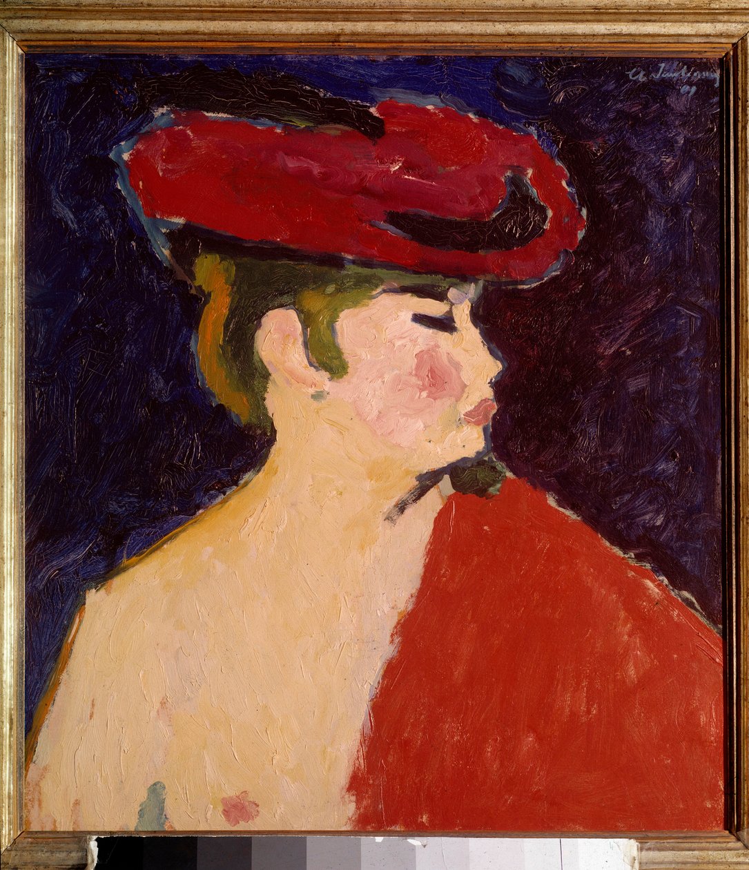 Le chale rouge Resim Alexei von Javlensky (Alexi von Jawlensky, Alexej von Javlenski) (1864-1941) 20. yüzyıl Münih. Galeri by Alexej von Jawlensky