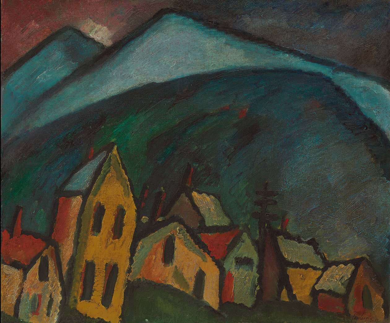 evleri olan dağ manzarası; Evleri olan dağ manzarası, 1912 by Alexej von Jawlensky