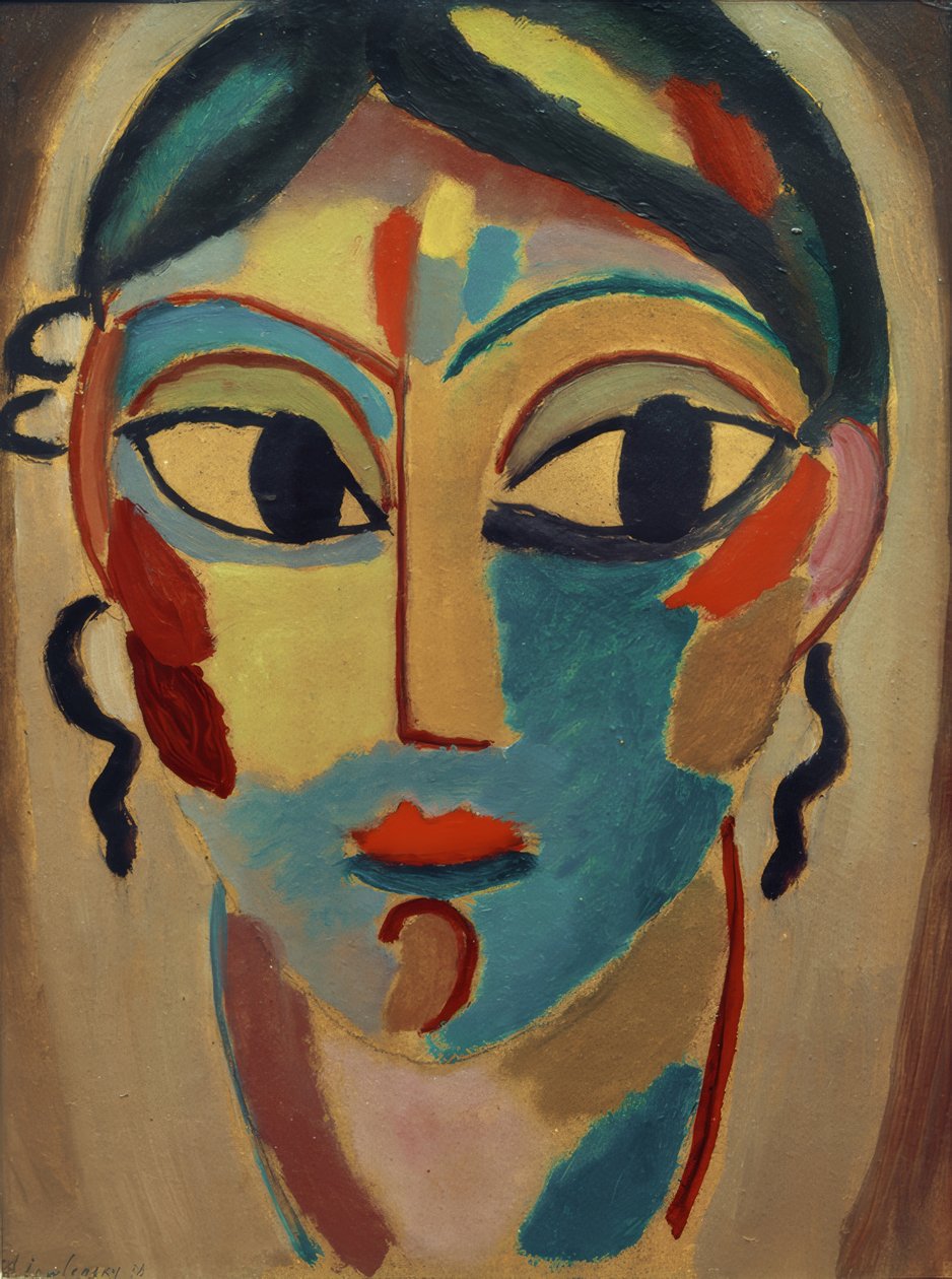 Mistik kafa: kızın başı (ön) by Alexej von Jawlensky