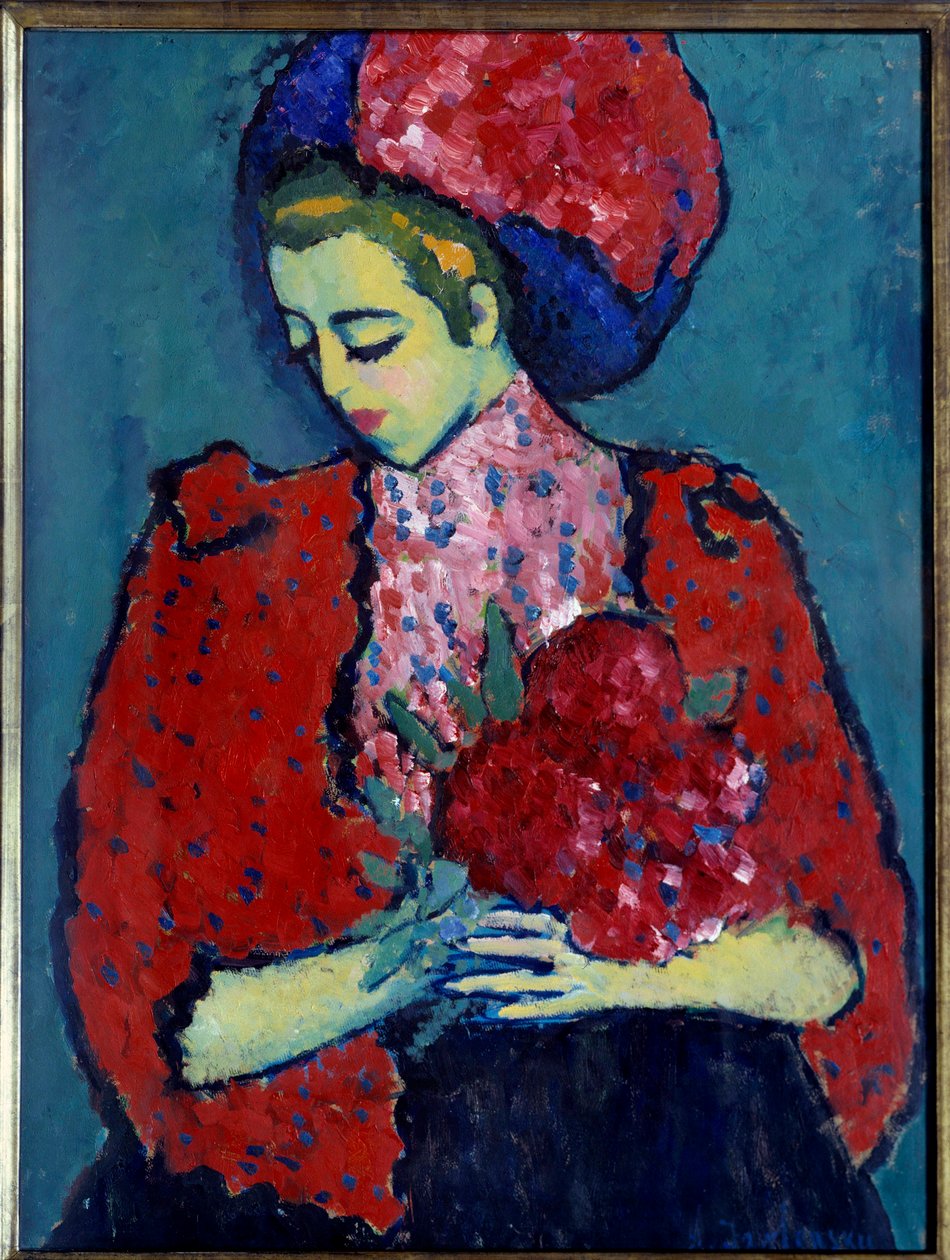 Şakayık Kız Tablosu Alexei von Javlensky (Alexi von Jawlensky, Alexej von Javlenski) (1864-1941) by Alexej von Jawlensky