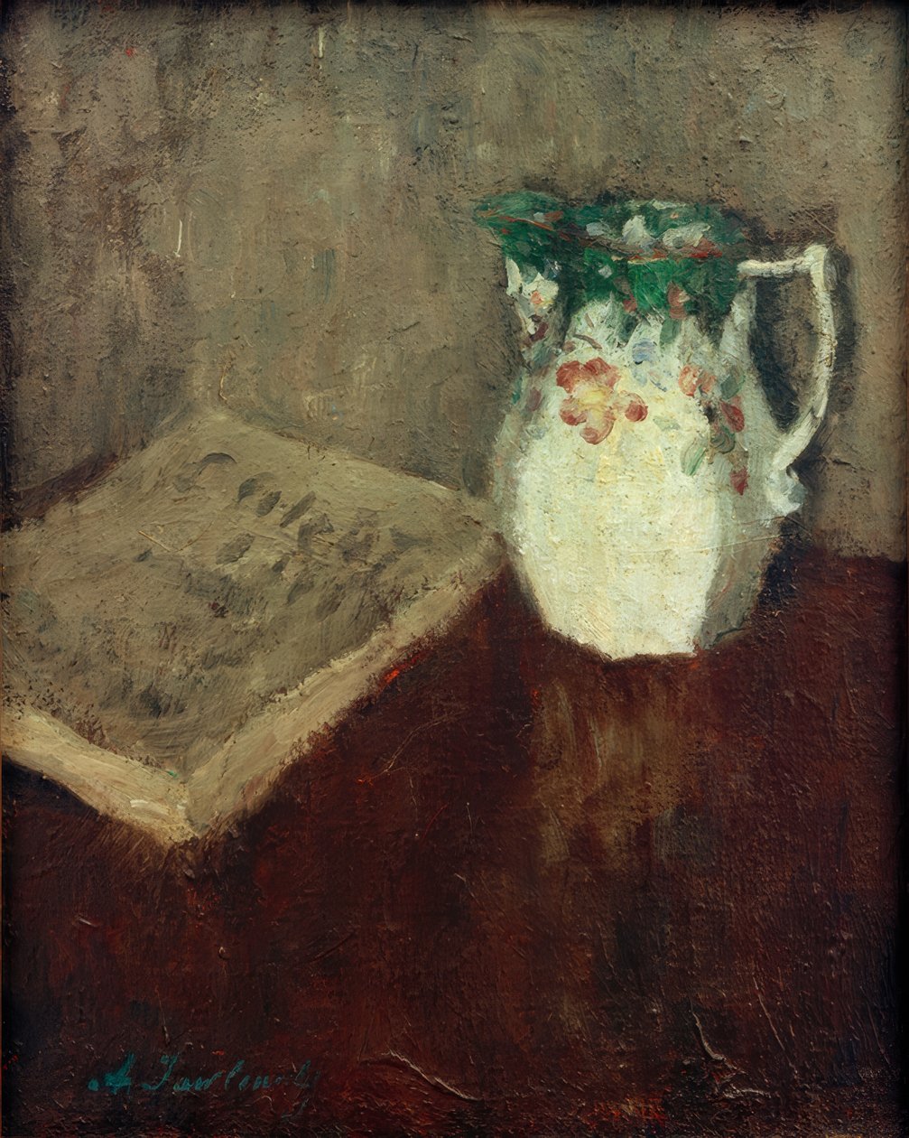 Bir sürahi ve bir kitap ile natürmort by Alexej von Jawlensky