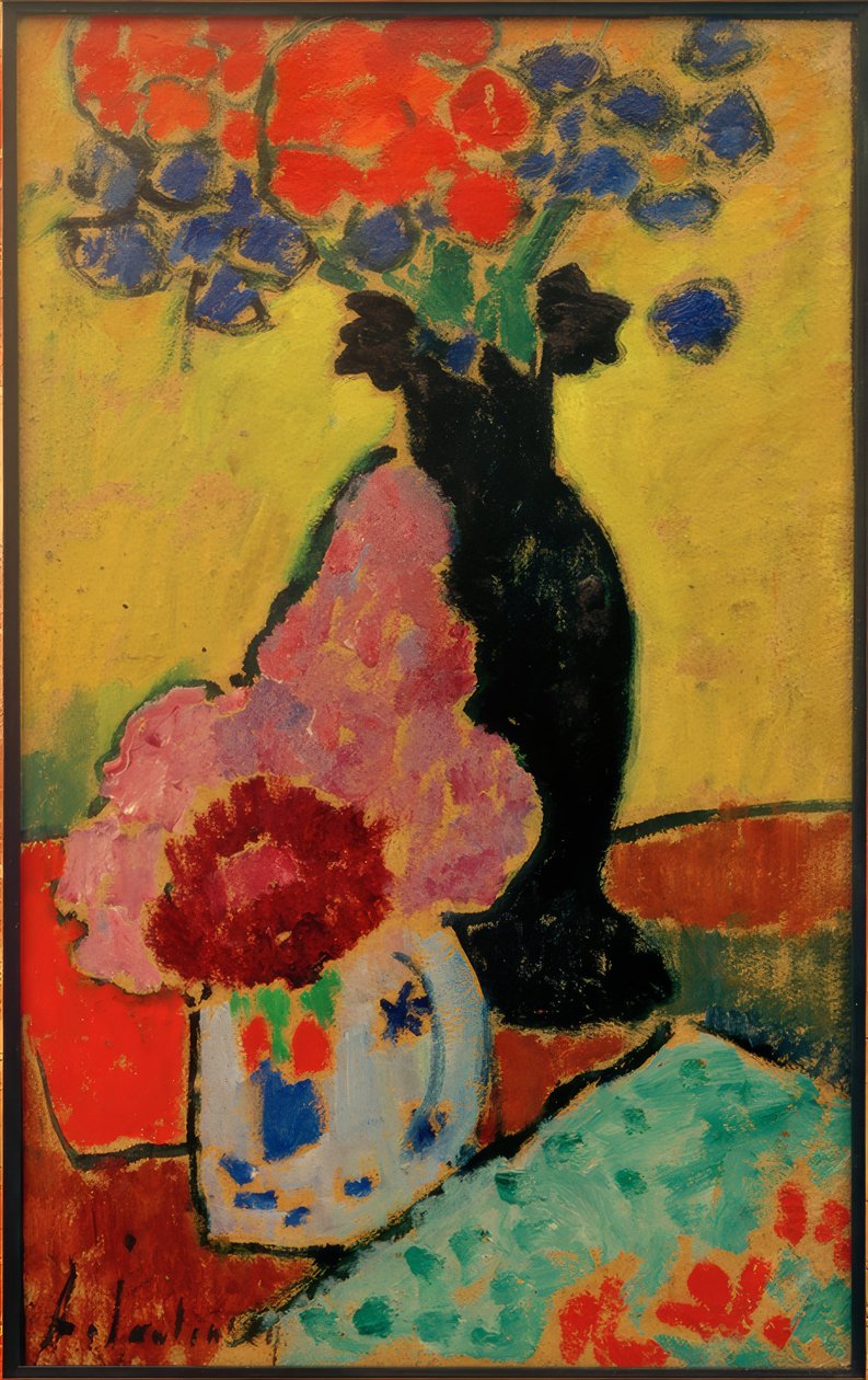 Siyah bir vazo ile natürmort by Alexej von Jawlensky