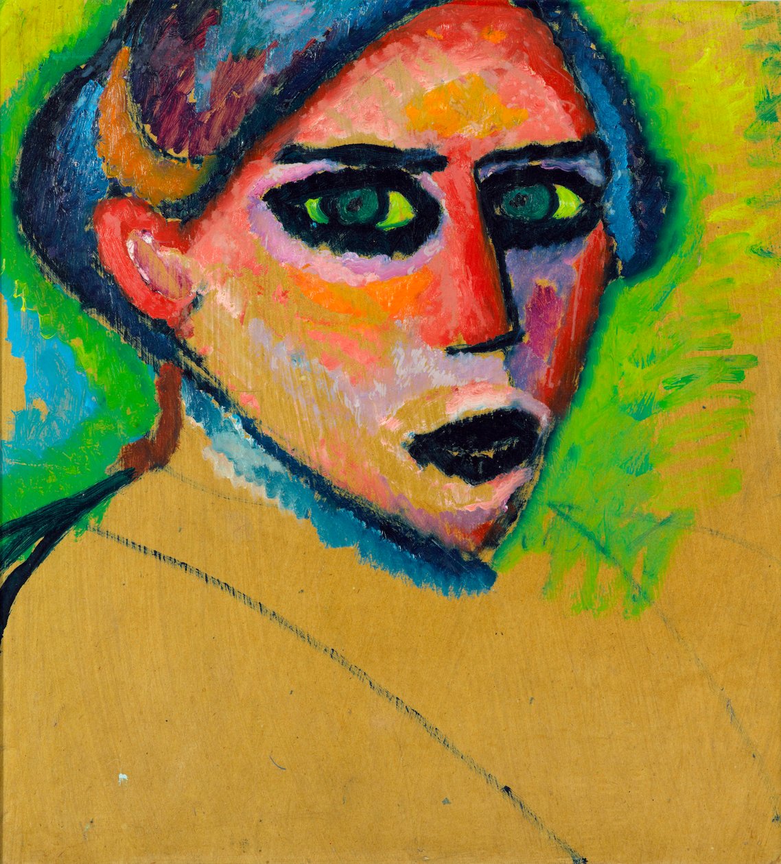 Kadının yüzü - Resim Alexei von Javlensky (1864-1941), karton üzerine yağlı boya, 78,5x75 cm, yaklaşık 1911, dışavurumculuk - Gemeentemuseum Den Haag (Hollanda) by Alexej von Jawlensky