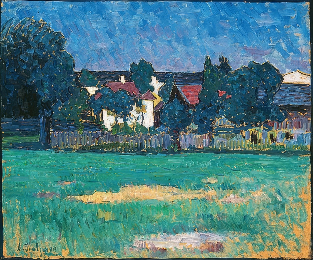 Wasserburger manzara, evler ve çayır. 1907 by Alexej von Jawlensky