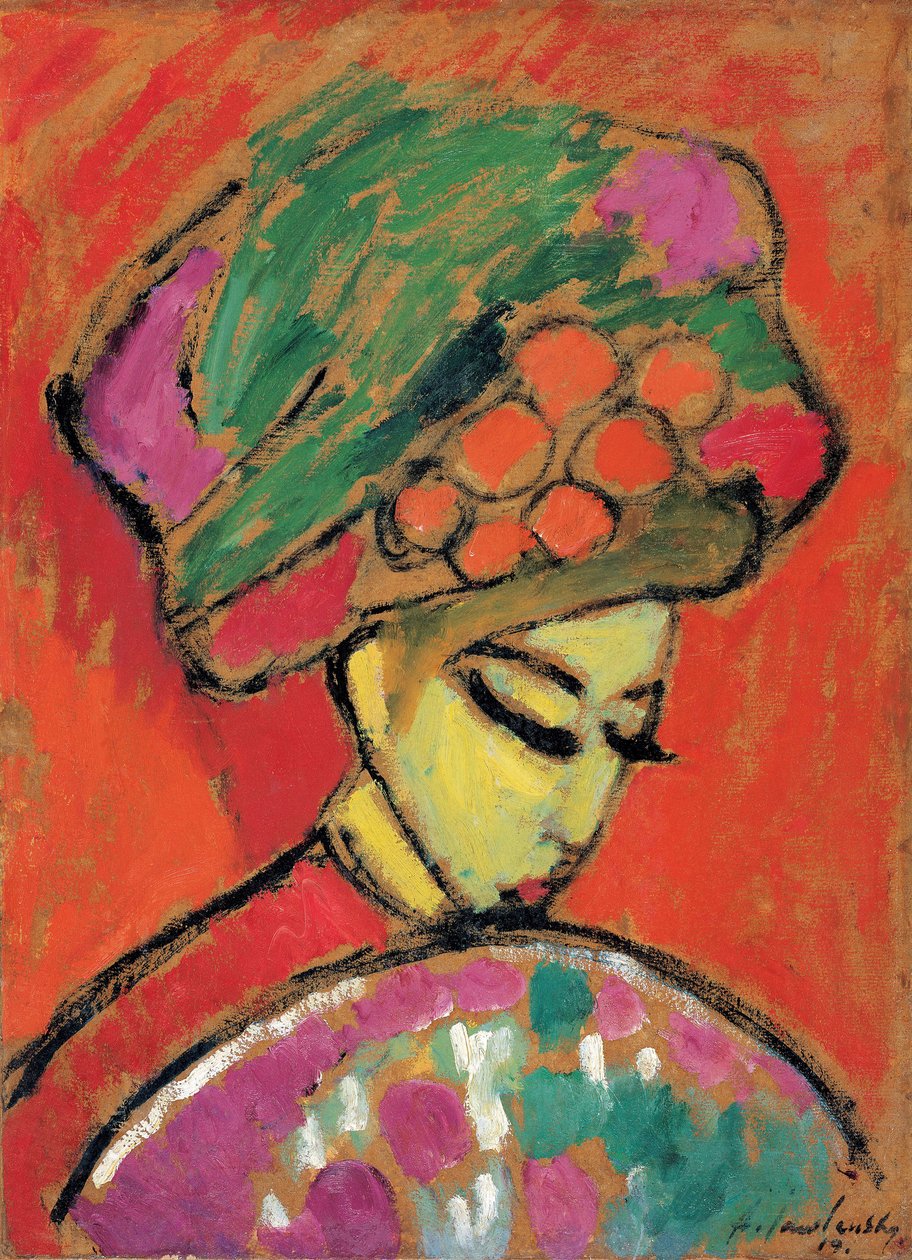 Çiçekli Şapkalı Genç Kız, 1910 by Alexej von Jawlensky
