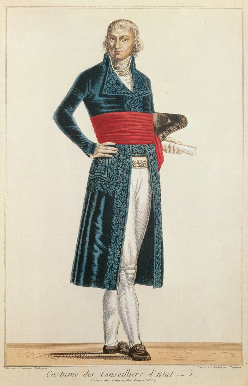 Danıştay Üniforması, c.1804-10 (renkli gravür) by Alexis Chataigner