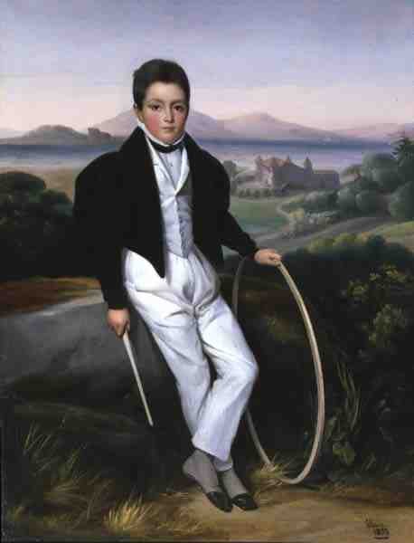 Çemberli Bir Çocuğun Portresi, olduğu söylenen Savoylu Ferdinando Maria (1822-55) 1833 (tuval üzerine yağlı boya) by Alexis Leon Louis Valbrun