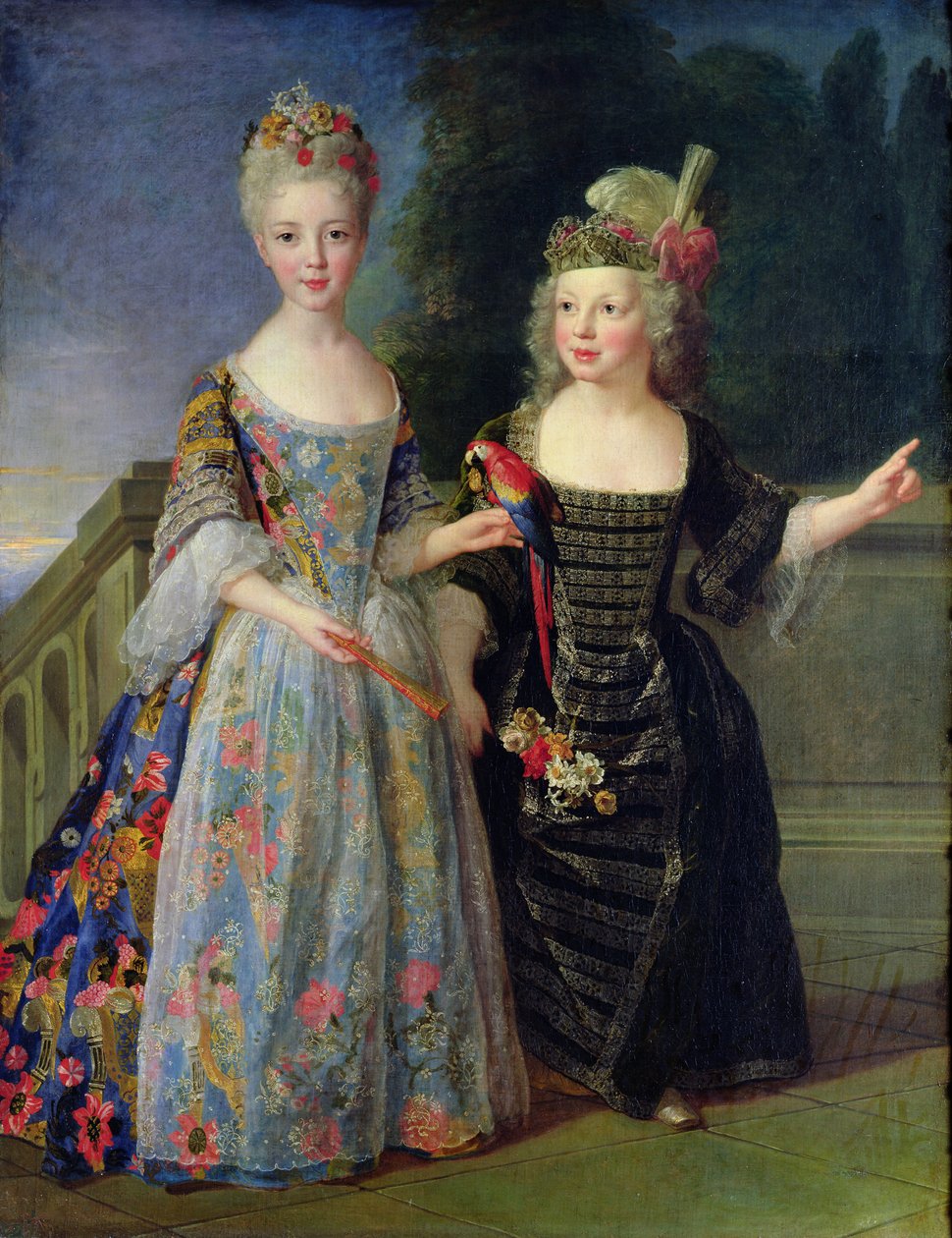Catherine-Eleonore de Bethisy (1707-67) ve kardeşi Eugene-Eleanore (1709-81) (tuval üzerine yağlı boya) by Alexis Simon Belle