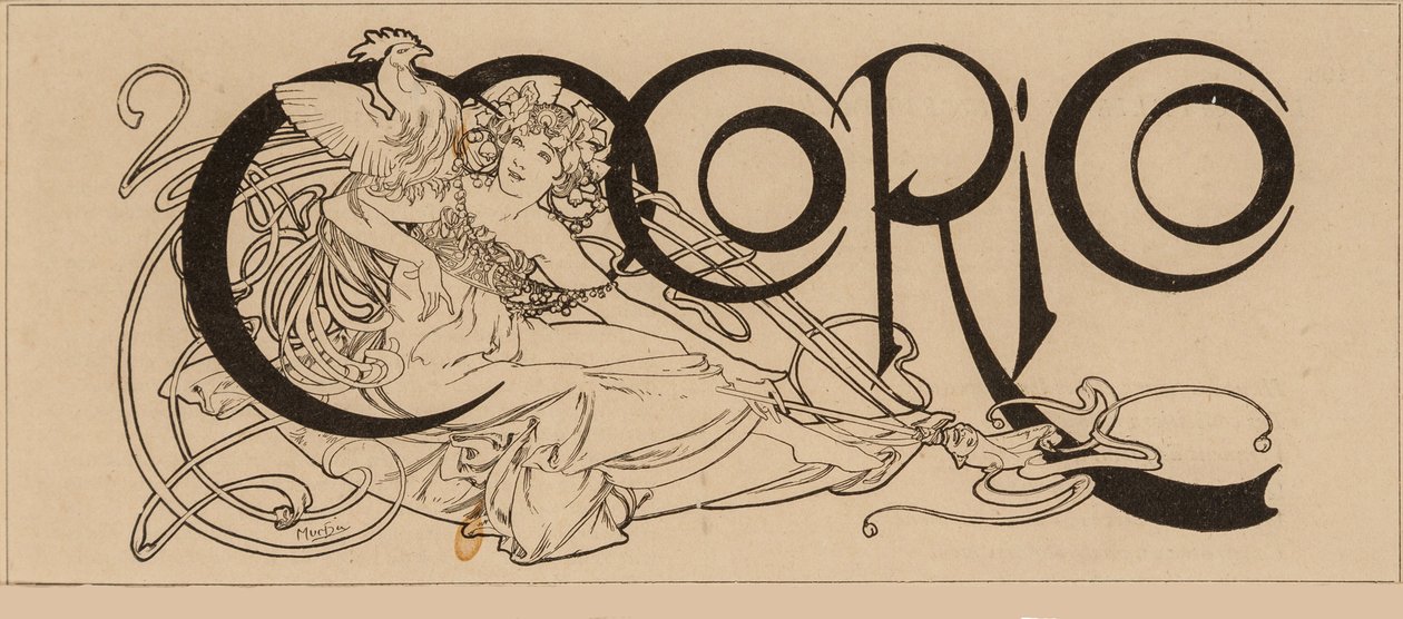 Cocorico dergisi başlığı, 1898. by Alfons Marie Mucha