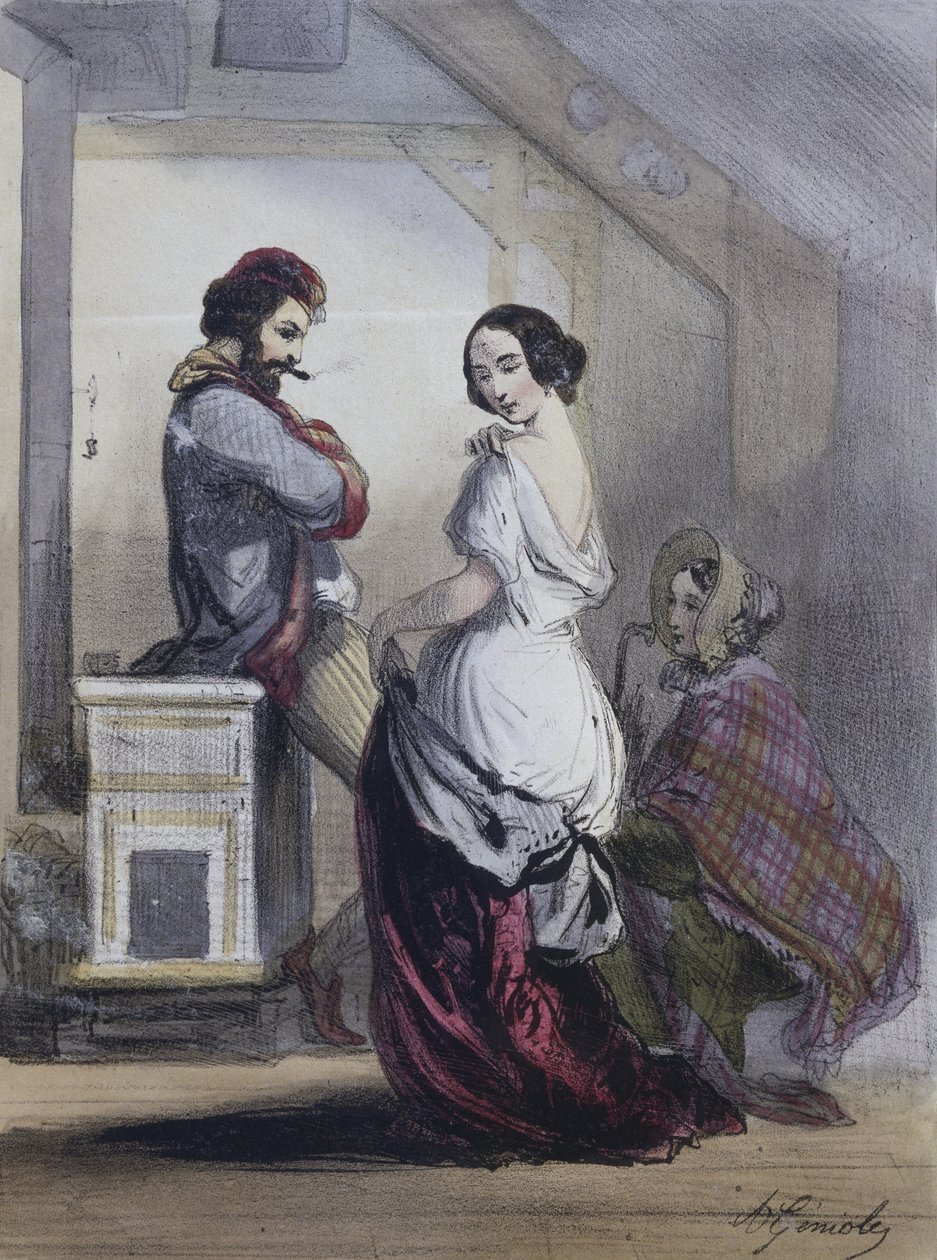 Sanatçı ve model, 1850 ) by Alfred Andre Geniole