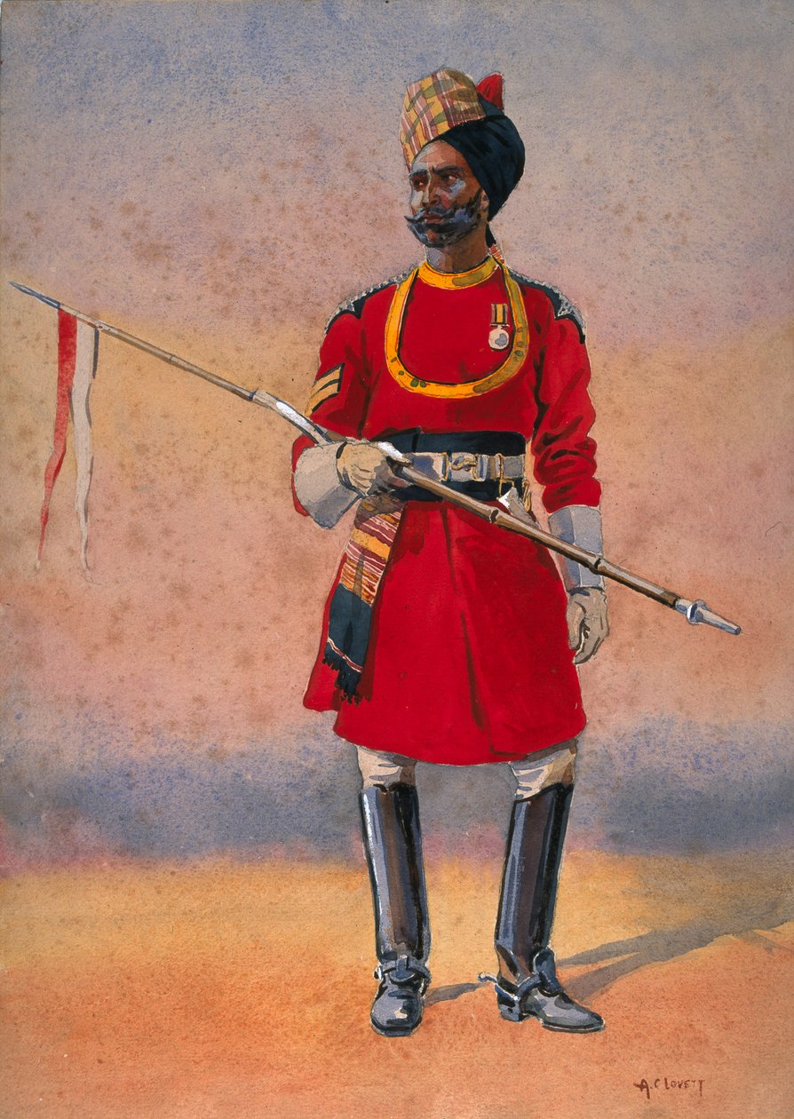 Vali Koruması, Madras, Madrasi Musalman, Binbaşı GF MacMunn tarafından 'Hindistan Orduları' için illüstrasyon, 1911, 1908 by Alfred Crowdy Lovett