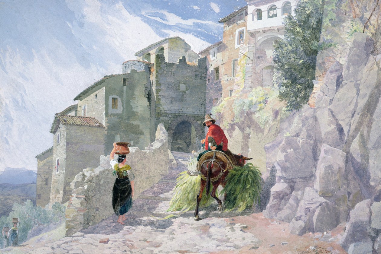 San Rocco Manastırı, Olevano, 19. yüzyıl (sulu boya) by Alfred Downing Fripp
