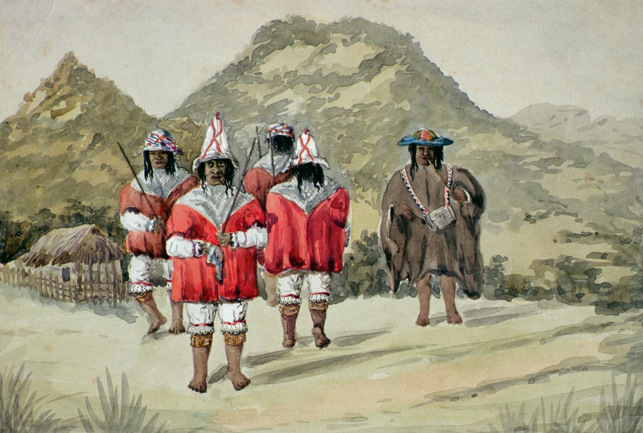 Dancing Indios, c.1875 (kağıt üzerinde wc) by Alfred Gustin