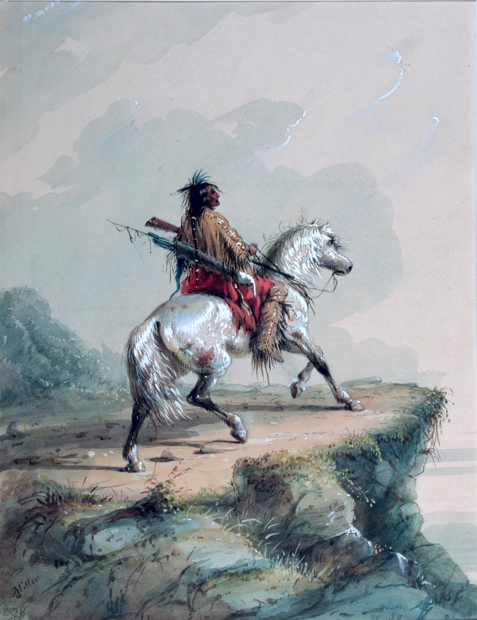 Crow Indian on the Lookout  by Alfred Jacob Miller