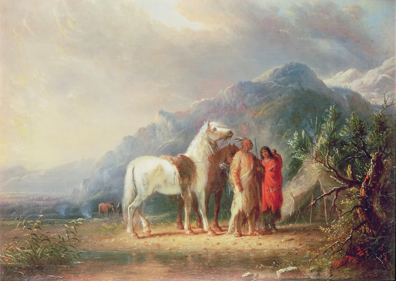 Sioux Kamp Sahnesi by Alfred Jacob Miller