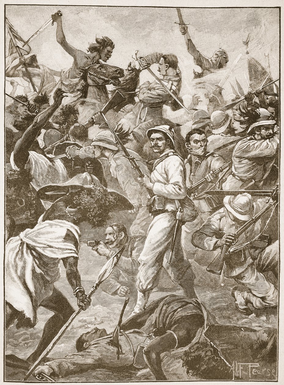 Gelişmiş bir göreve sahip bir avuç Bersaglieri parçalara ayrıldı, Archibald Forbes, G.A. Henry ve Binbaşı Arthur Griffiths by Alfred Pearse
