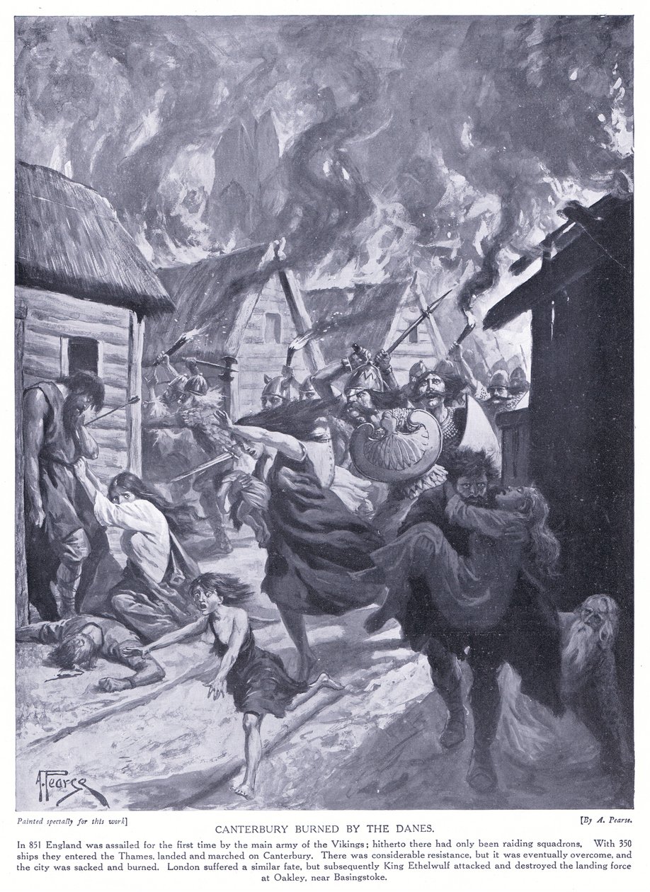 Canterbury Danimarkalılar tarafından yakıldı AD851, 1920