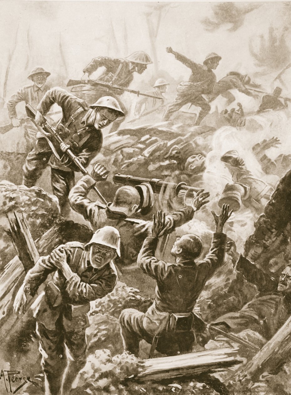 Çavuş R. Downie bir silah takımına saldırıp öldürür ve silahı ele geçirir by Alfred Pearse