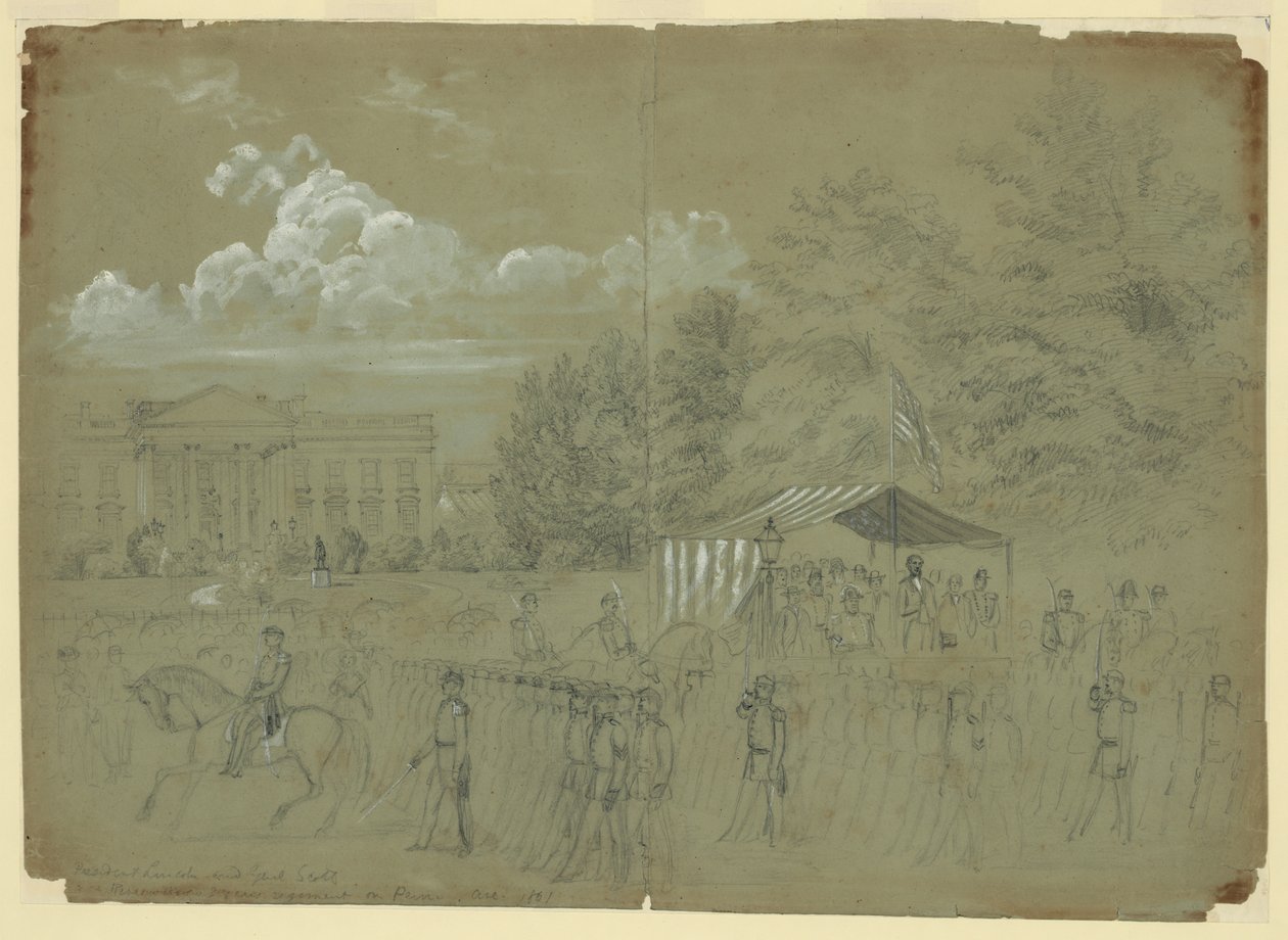 Başkan Lincoln ve Genl. Scott, Penn Ave. 1861