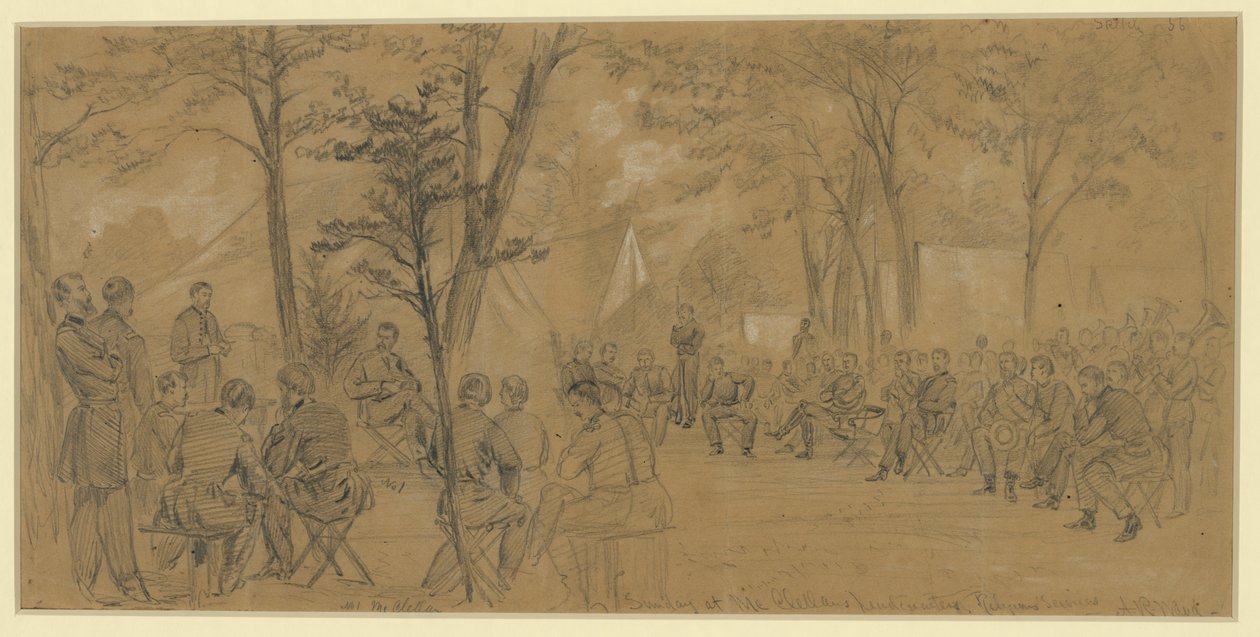 Pazar günü McClellans merkezinde by Alfred Rudolph Waud