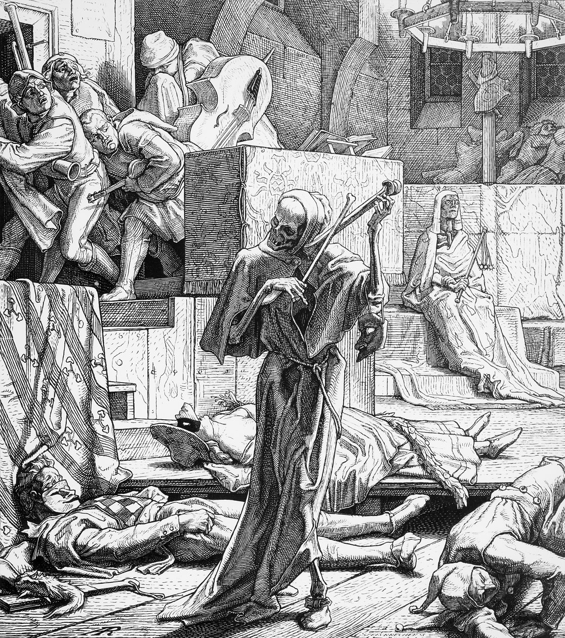 Assassin olarak ölüm, 1851 (ahşap oyma) by Alfred Rethel