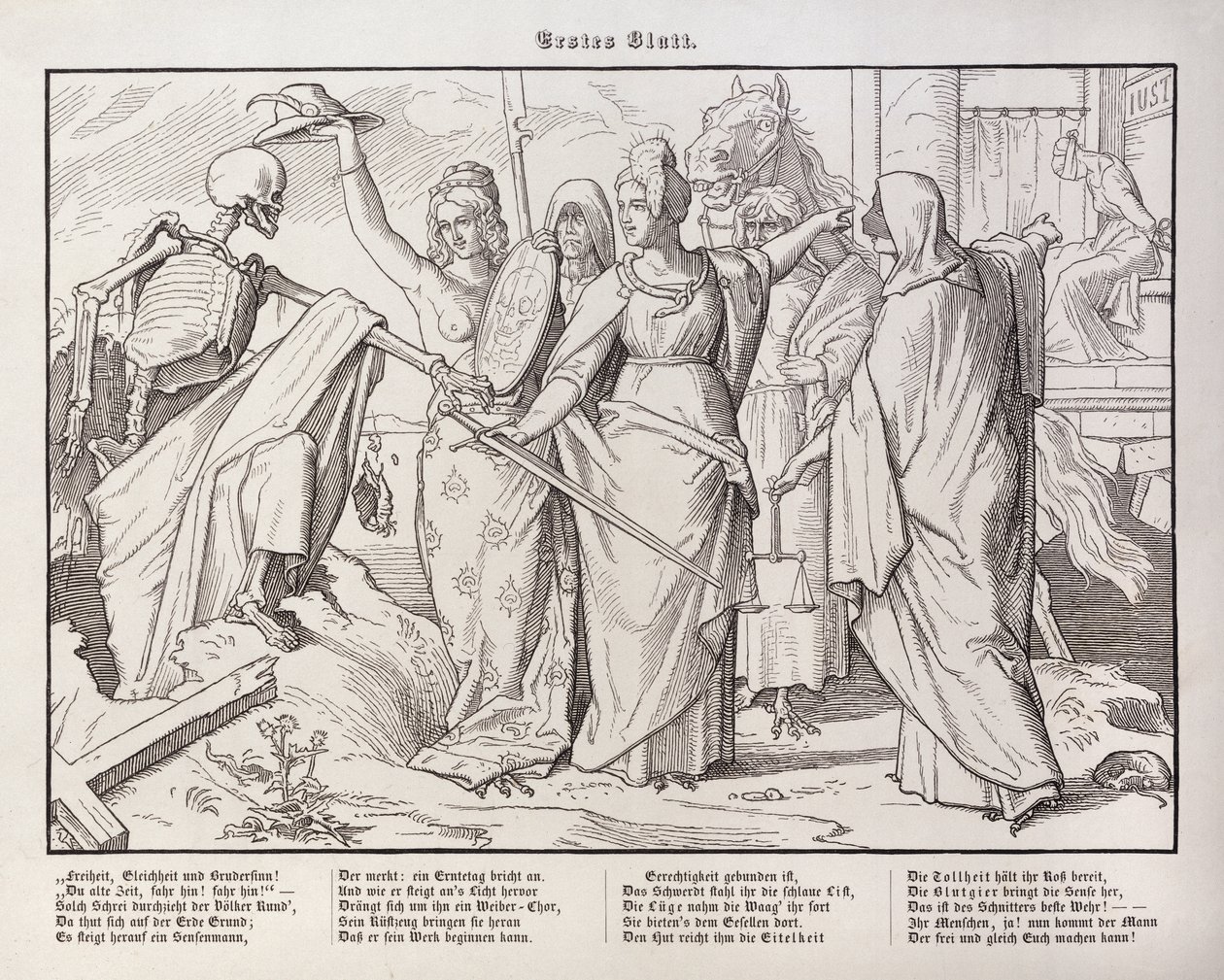 Georg Wigand tarafından Leipzig'de yayınlanan 'Another Dance of Death'den ilk sayfa, 1849 by Alfred Rethel