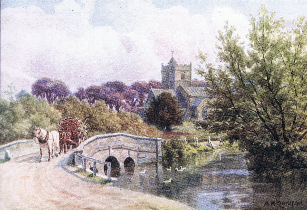 Köprü, Coombe Bissett, Nr Salisbury, Dent & Sons Limited tarafından yayınlanan The Cottages and the Village Life of Rural England, 1912 by Alfred Robert Quinton