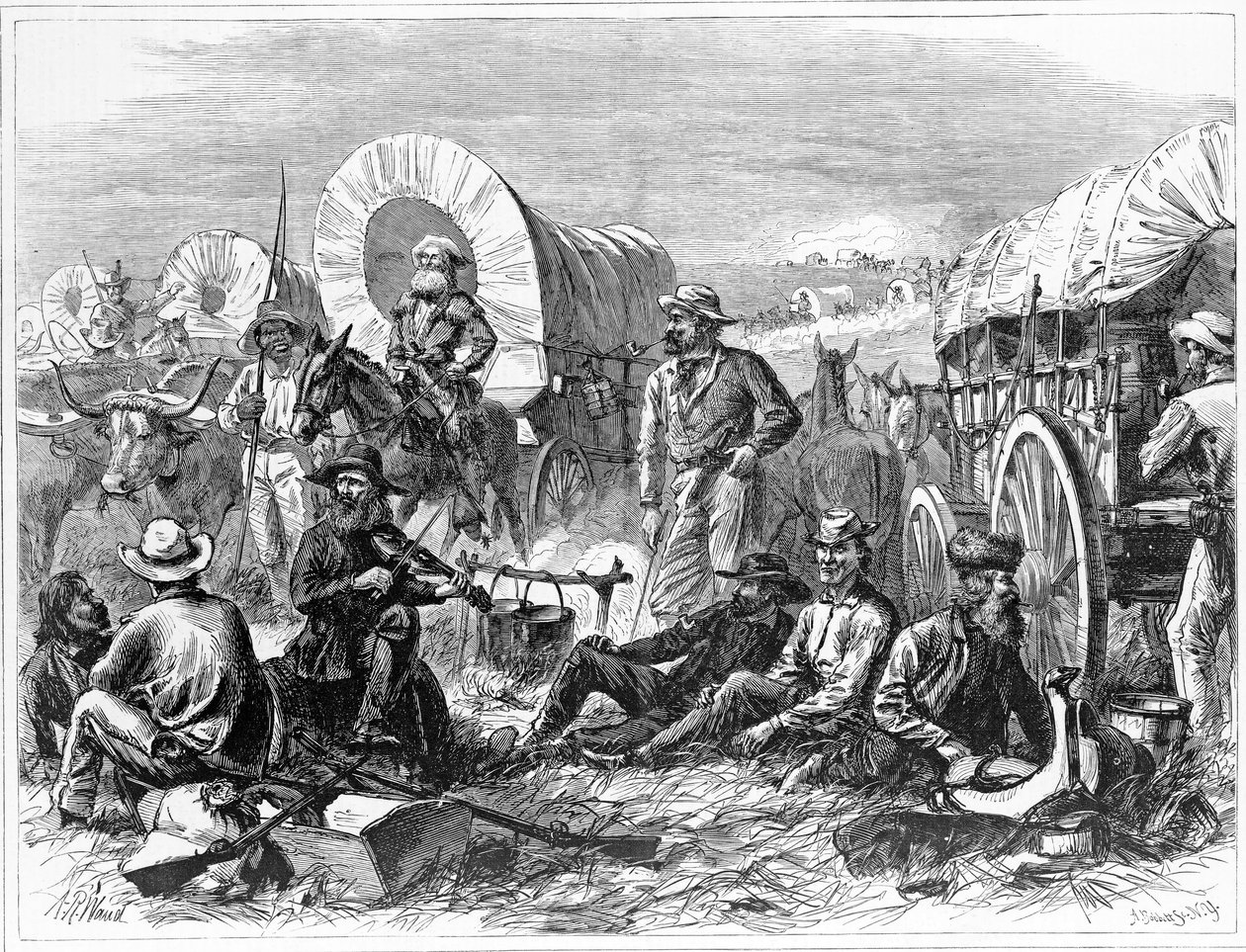 Plains Hacıları, pub. 1871 by Alfred Rudolph Waud