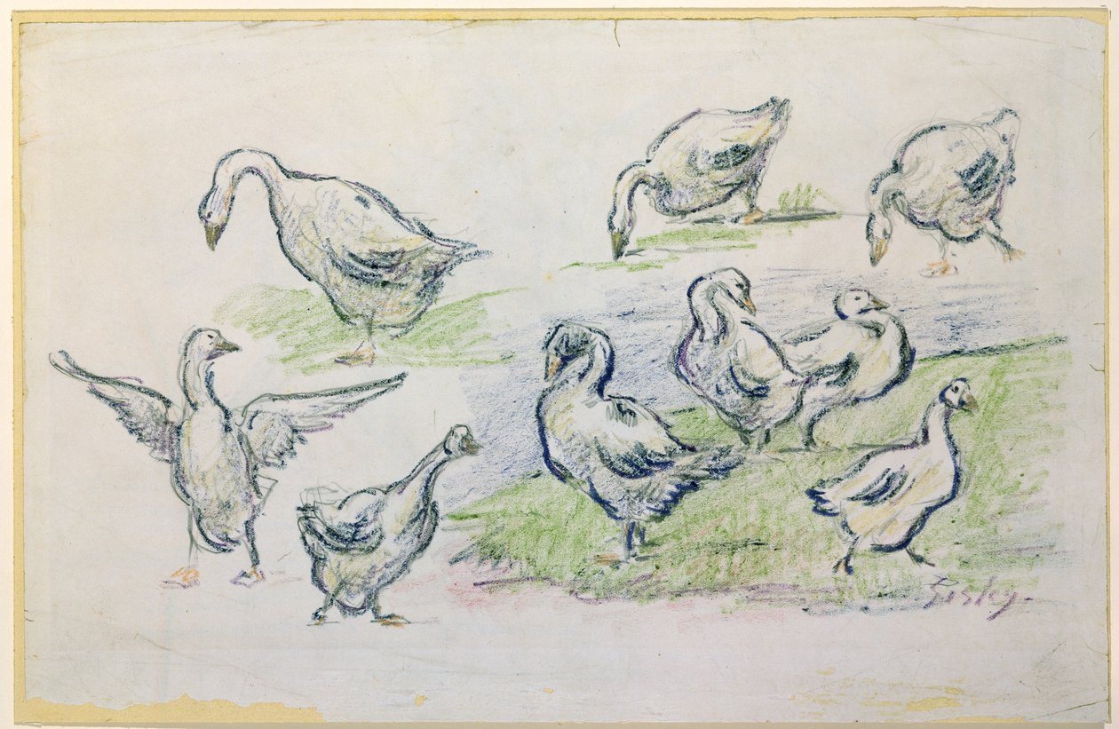 Ördekler (kalem) by Alfred Sisley