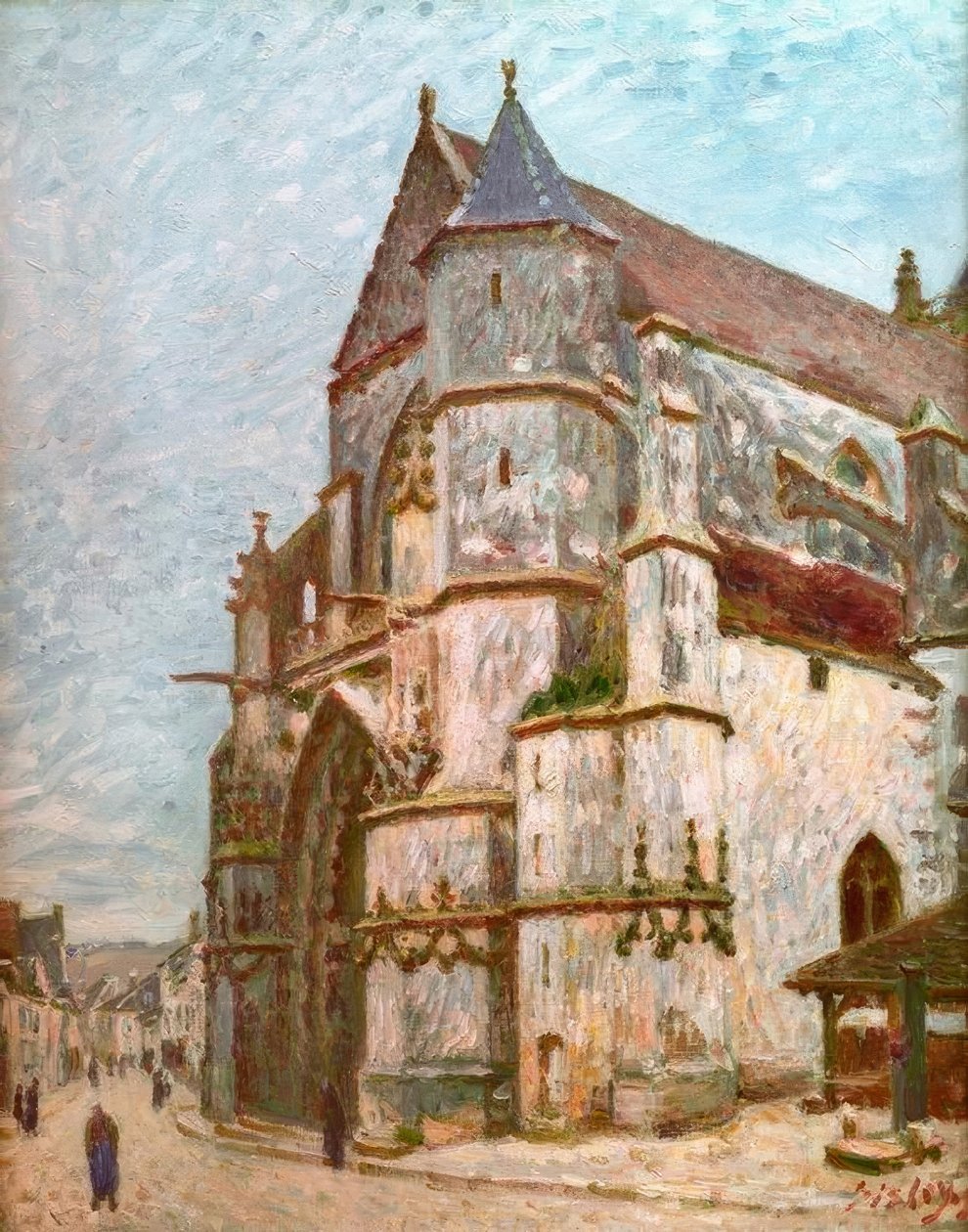 Kışın Moret Kilisesi by Alfred Sisley